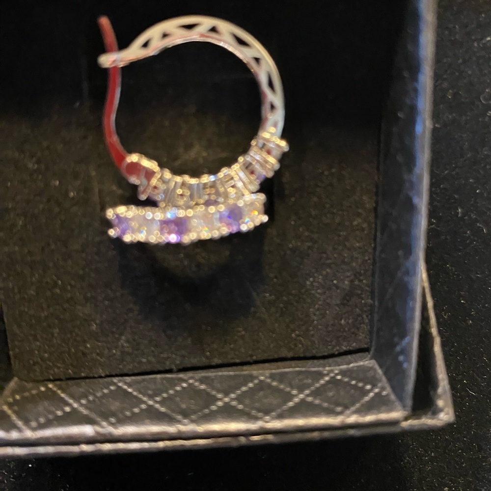 Chic Gold and Purple Hoop Earrings